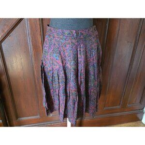 Vintage Gap Womens Pleated Paisley Skirt Size 11/12 Multicolor Cotton & Rayon